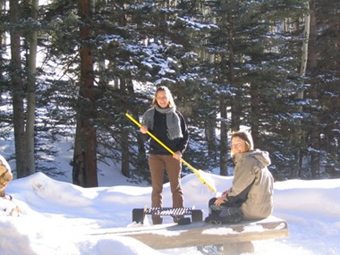Lydia starting an afternoon fire